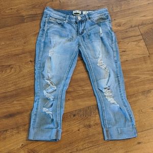 Indigo Rein distressed capris